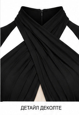 Black Ruched Cut-Out Long Sleeve Maxi Dress
