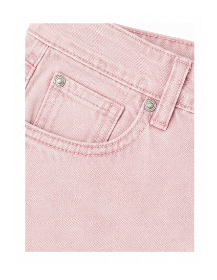 Pink Denim Shorts with Rhinestone Star Detail