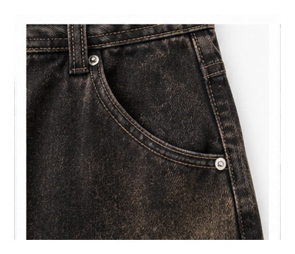 Women’s Vintage Washed Barrel-Leg Cargo Jeans