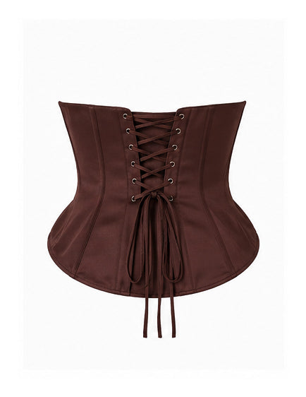 Chocolate Brown Satin Sculpted Corset Top