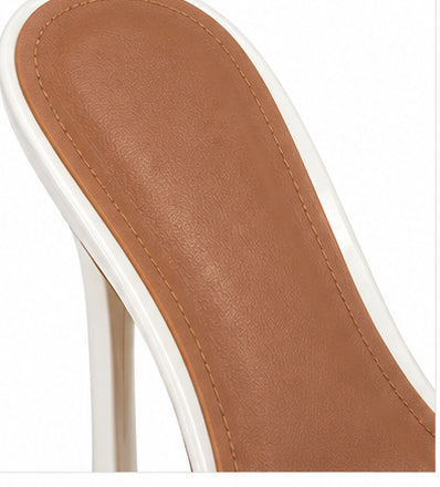 Women’s White Patent High-Heel Mules with Peep Toe