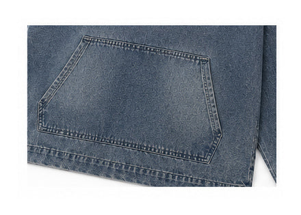 Women’s Oversized Blue Denim Hoodie with Sports Print