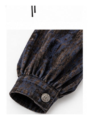 Women’s Printed Corset-Waist Shirt with Lace-Up Detail