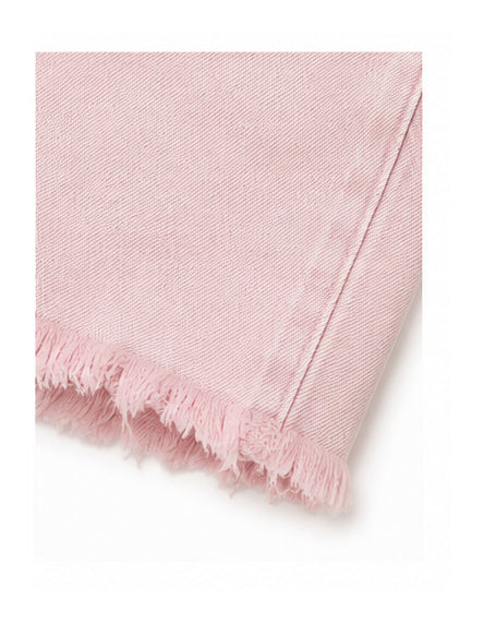 Pink Denim Shorts with Rhinestone Star Detail