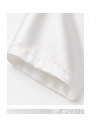 White Satin Lace Corset Top with Short Sleeves