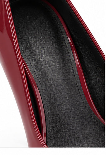 Women’s Burgundy Patent Platform Pumps with Stiletto Heel