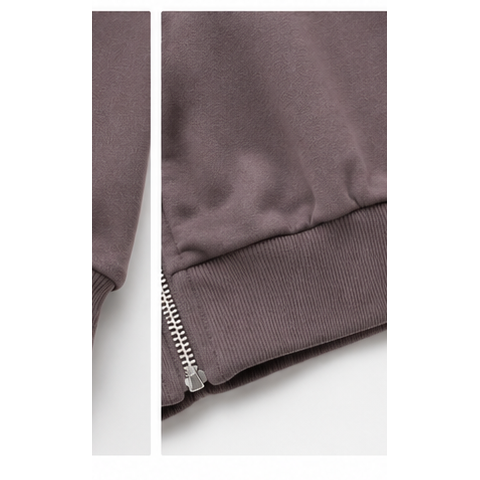 Mocha Rhinestone Embellished Zip-Up Hoodie