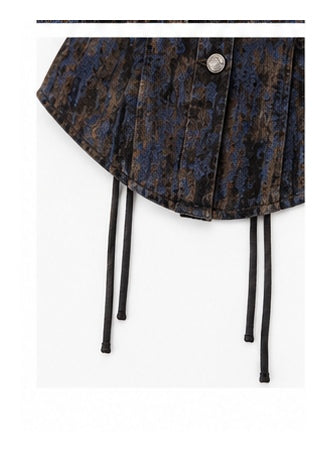 Women’s Printed Corset-Waist Shirt with Lace-Up Detail