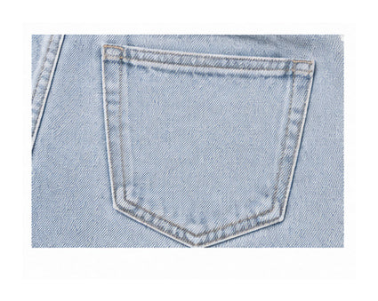 Women’s Light Blue Denim Mini Skirt with Asymmetric Panel Detail