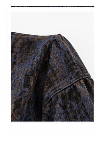Women’s Printed Corset-Waist Shirt with Lace-Up Detail