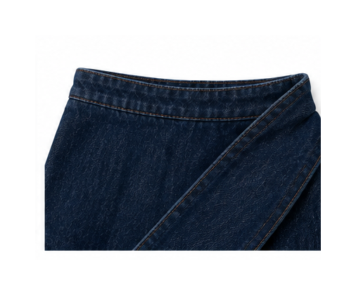 Women’s Dark Blue Denim Corset & Wrap Mini Skirt Set with Rose Detail