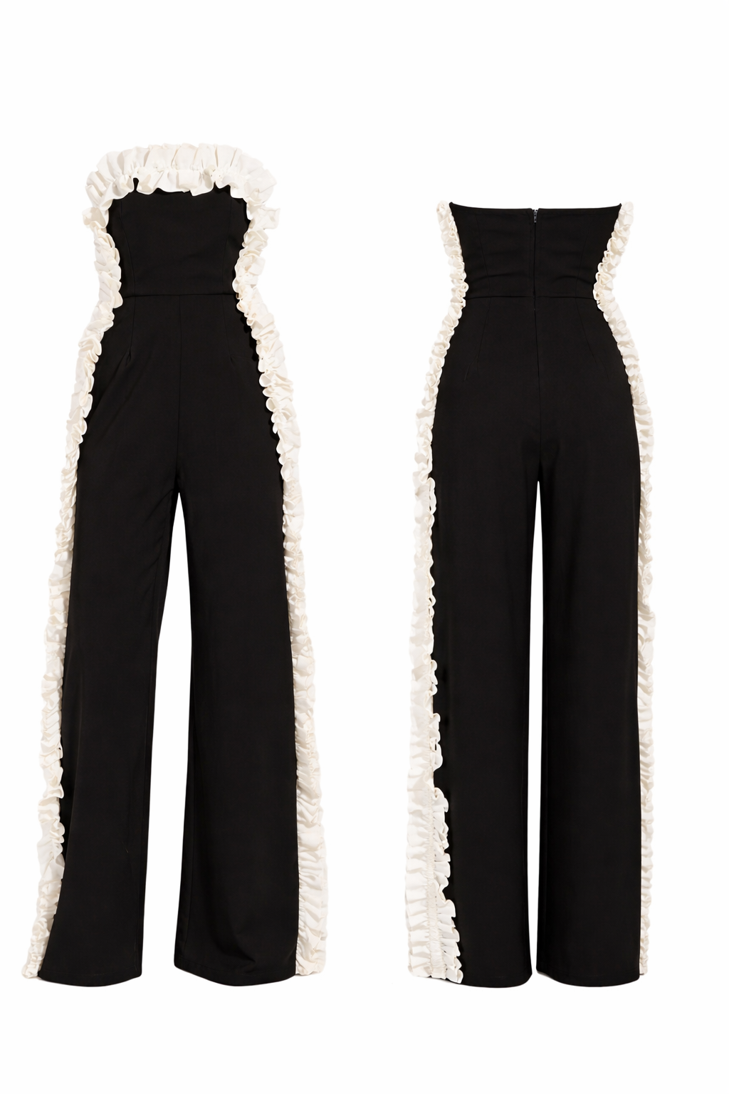 Strapless Ruffle-Trim Jumpsuit