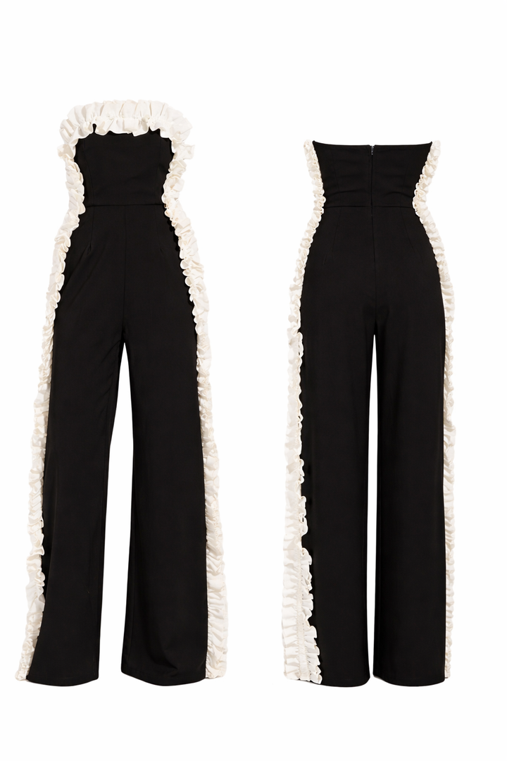 Strapless Ruffle-Trim Jumpsuit