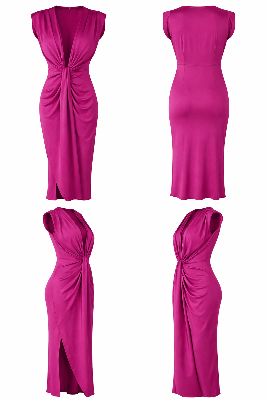 Aurélia Draped Midi Dress Magenta Pink