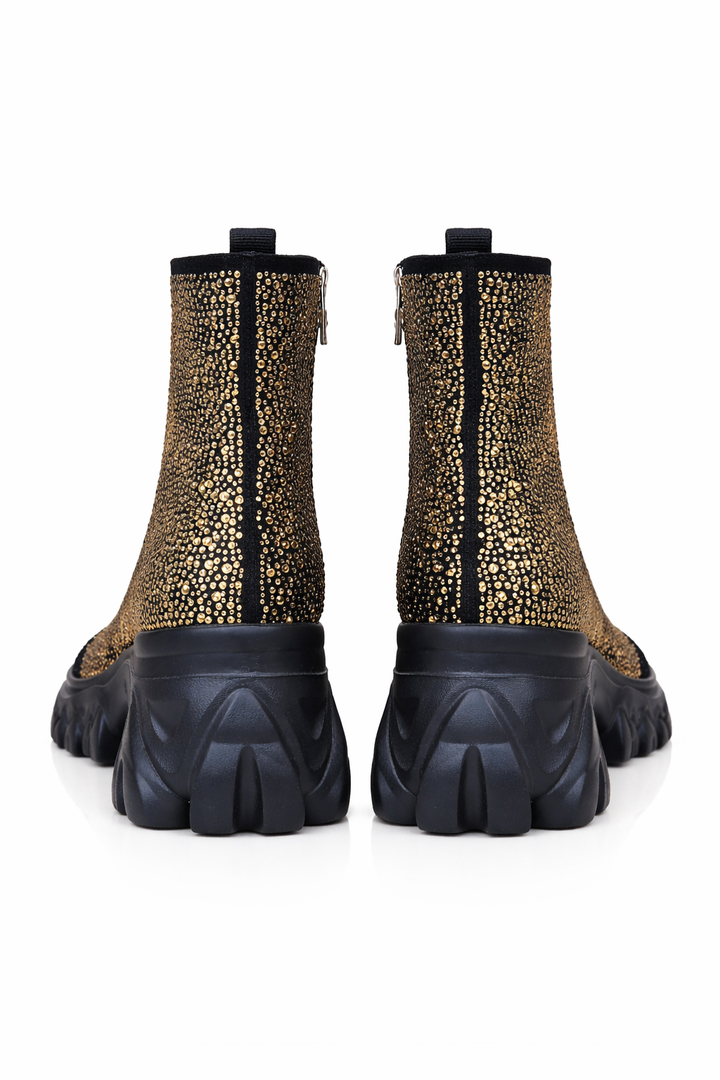 Golden Edge Chunky Ankle Boots