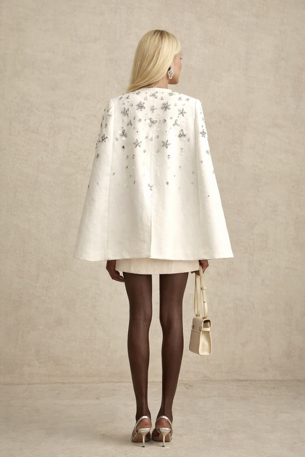 Embellished White Cape Jacket