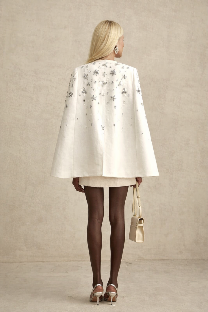 Embellished White Cape Jacket