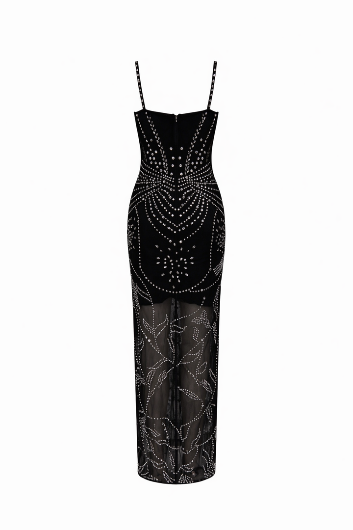 Rhinestone Sheer Maxi Dres