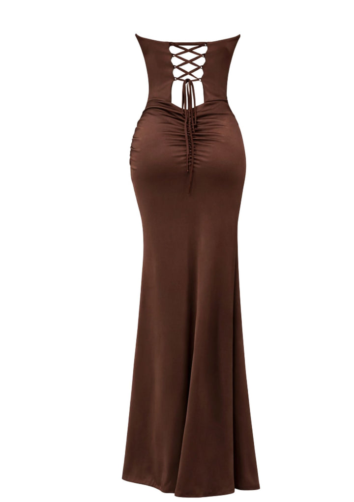 Mocha Sculpt Strapless Maxi Dress