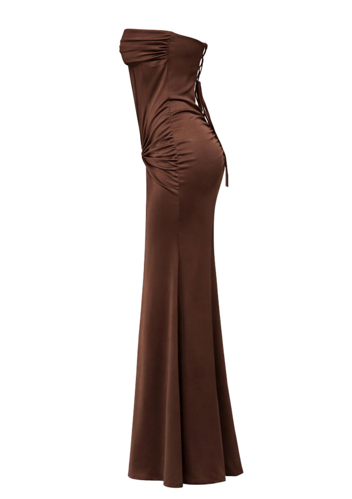 Mocha Sculpt Strapless Maxi Dress