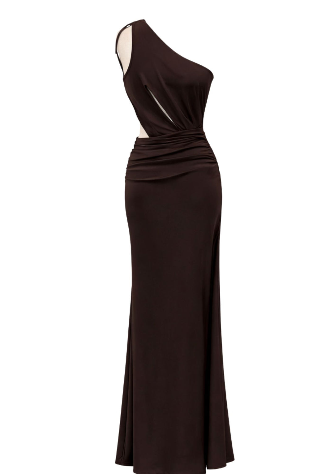 Aurora One-Shoulder Elegance Dress IN BROWN
