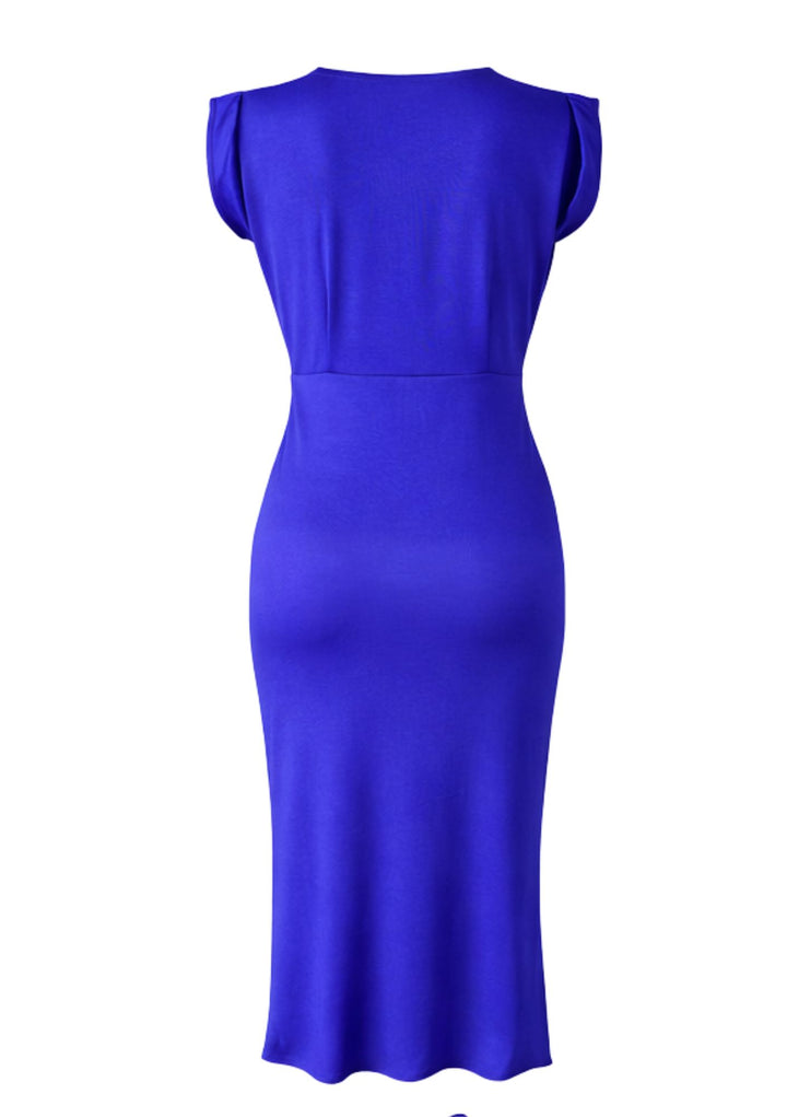 Aurélia Draped Midi Dress in Royal Blue