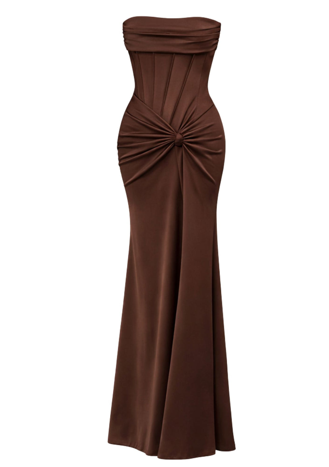strapless satin sculpt maxi dress Infinite Strapless Open Back Satin Convertible Maxi Dress TAUPE / XS by Sugarlips