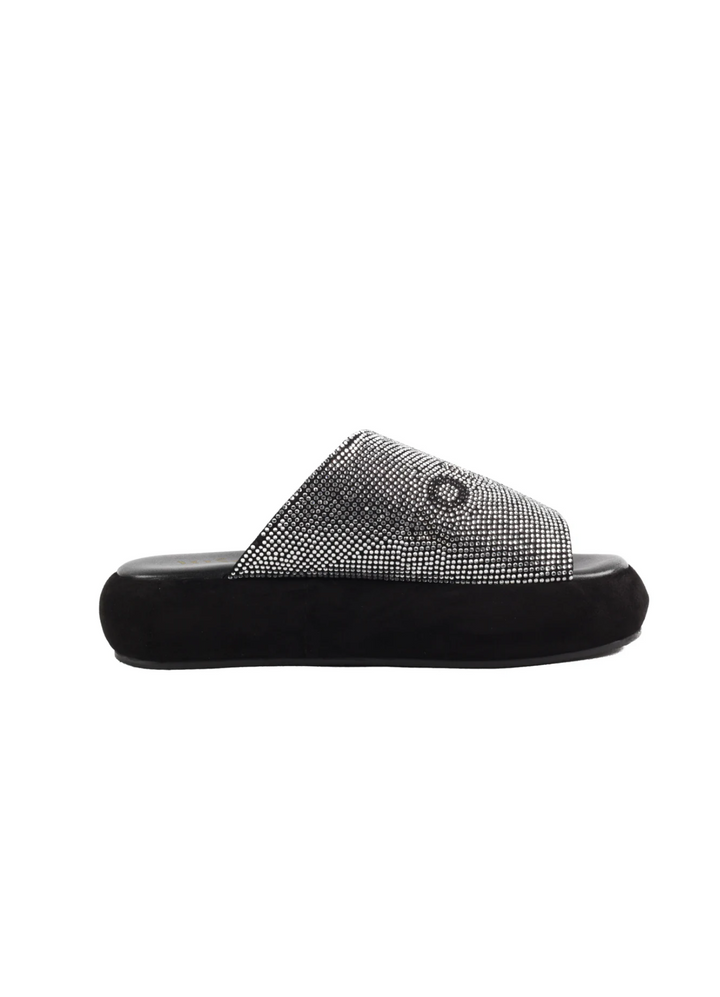 Women's platform slippers Yoncy® genuine leather black