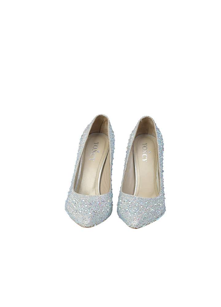 Women's formal shoes Yoncy genuine leather silver
