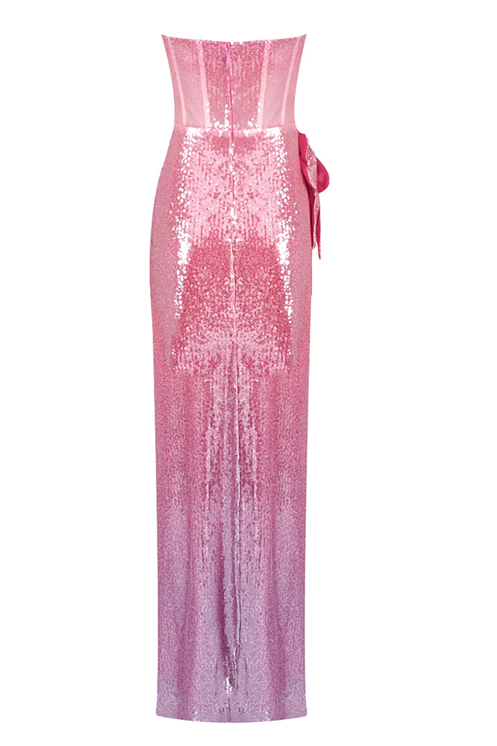 3D Floral Sequin Gown in Pink