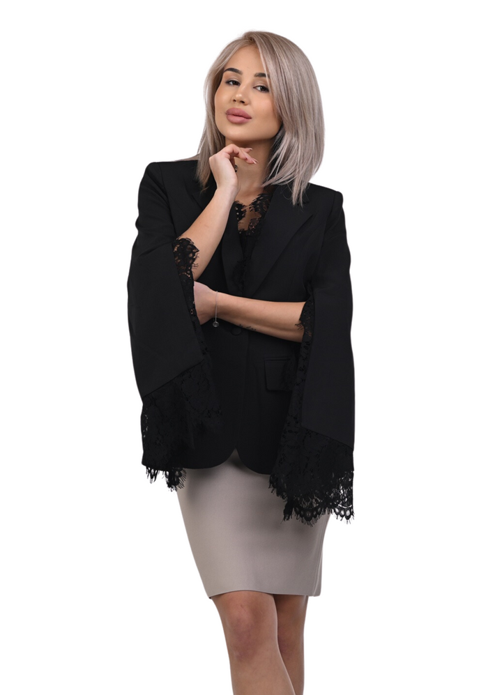 Lace Detail Single B-YONCY Blazer