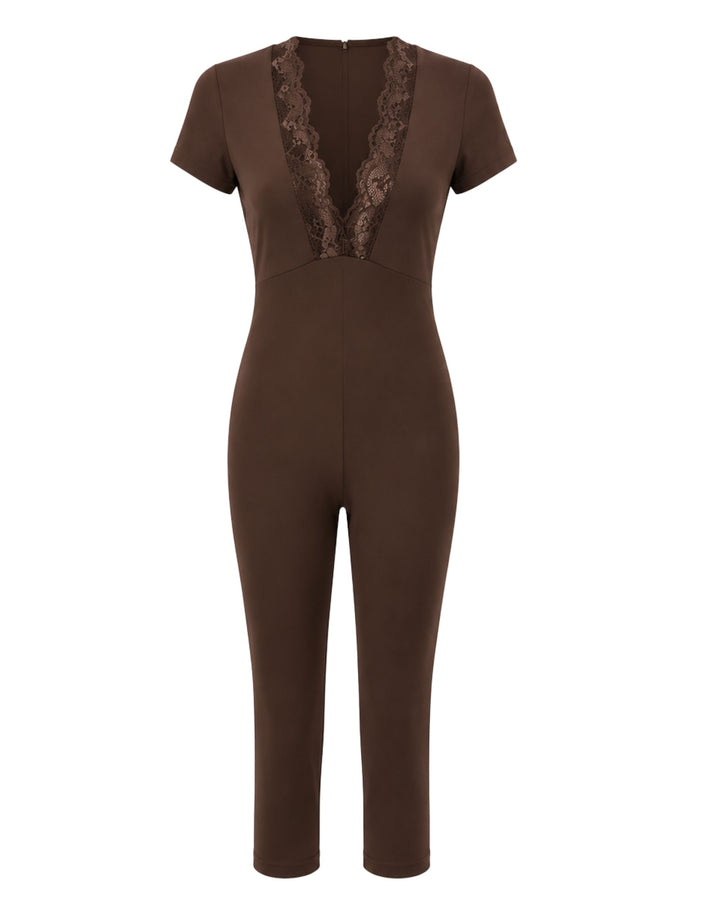 Monaco Lace Jumpsuit – Chocolate Brown