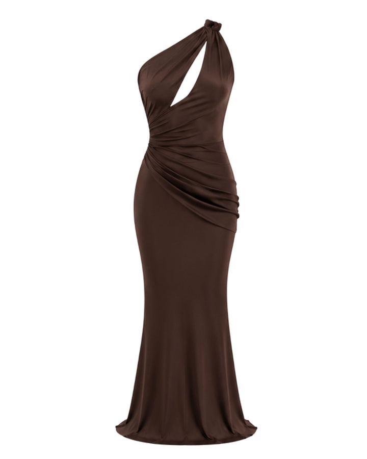 Isabella One-Shoulder in BROWN