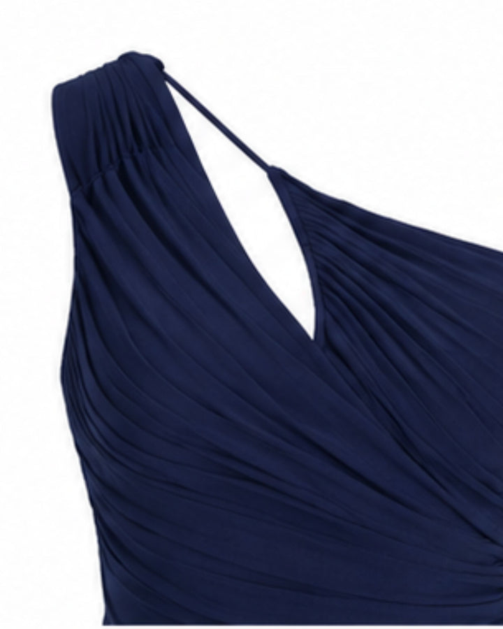 Celeste One-Shoulder Evening Gown – Navy Blue