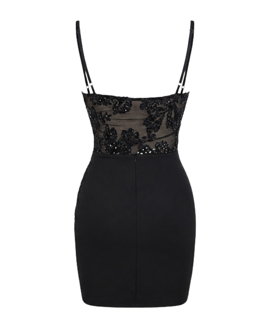 Sequin Mesh Mini Dress – Black