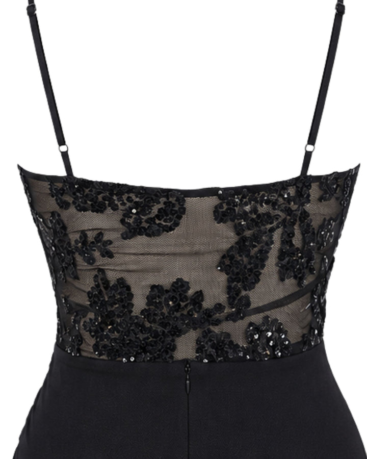 Sequin Mesh Mini Dress – Black