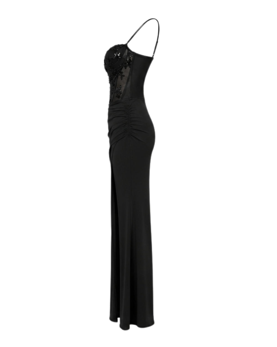 Celestia Embellished Corset Maxi Dress in Black
