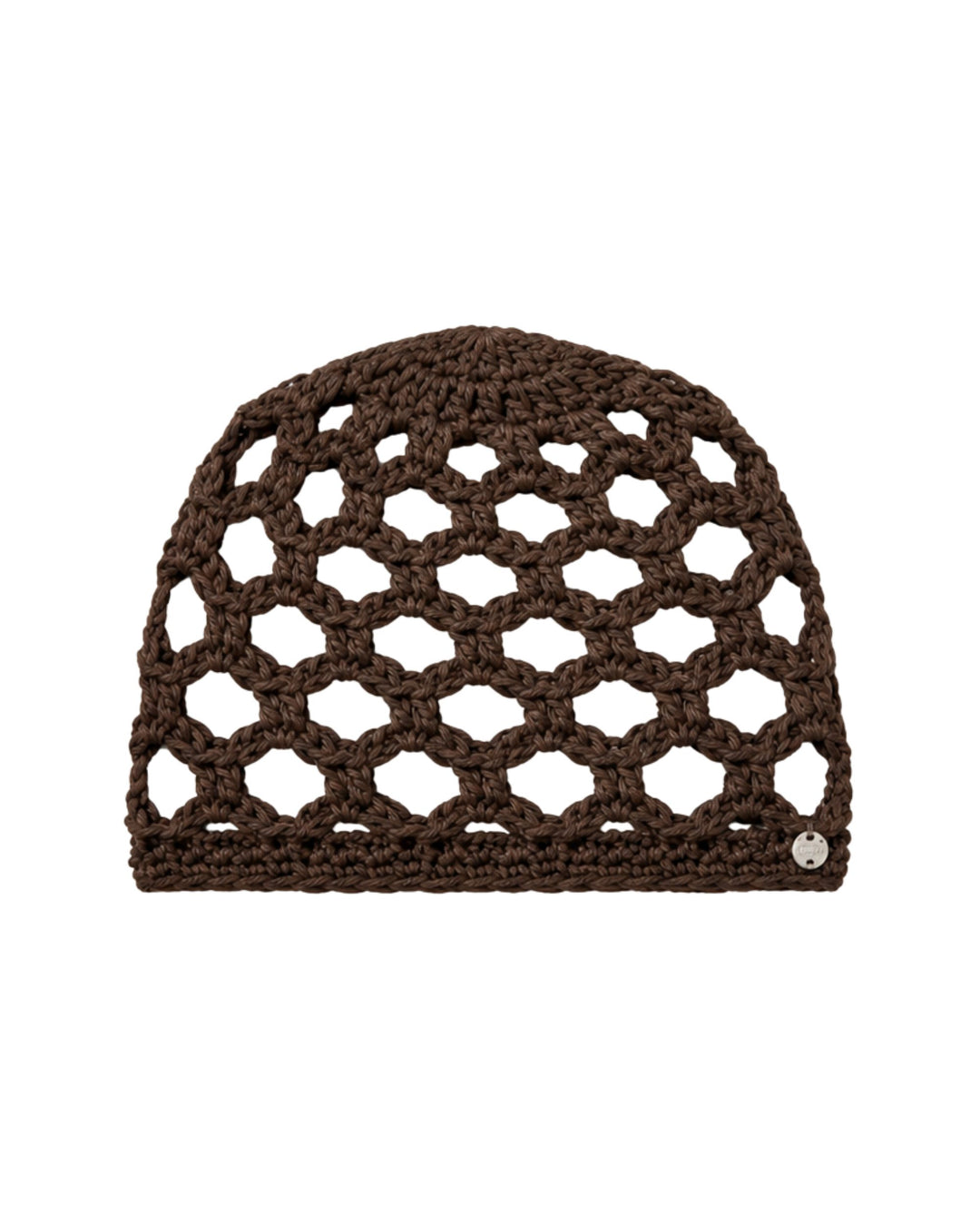 Open Knit Crochet Beanie IN BROWN