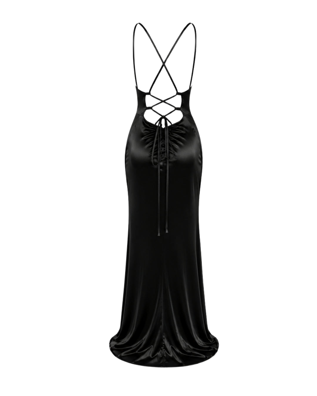 Luna Satin Lace-Up Maxi Dress
