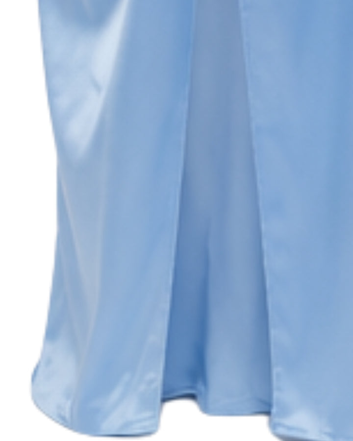 Luna Satin Lace-Up Maxi Dress Sky Blue