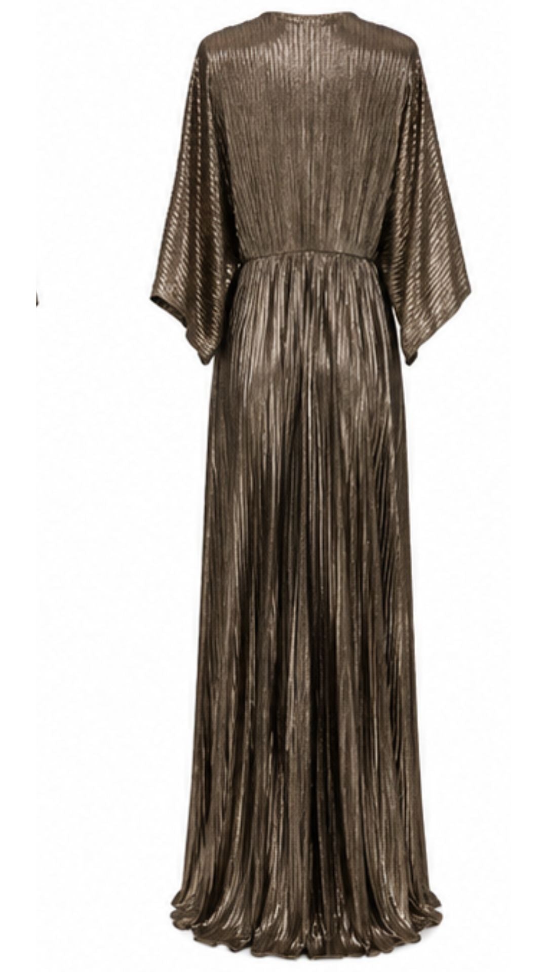 Celeste Bronze Metallic Pleated Maxi Dress