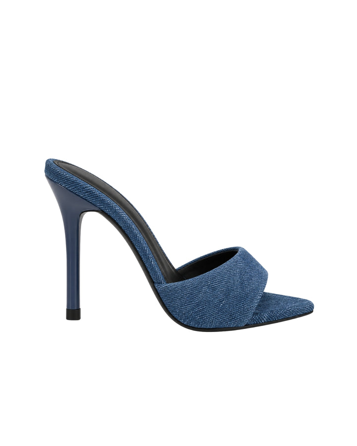 Women’s Blue Denim High-Heel Mules with Pointed Toe
