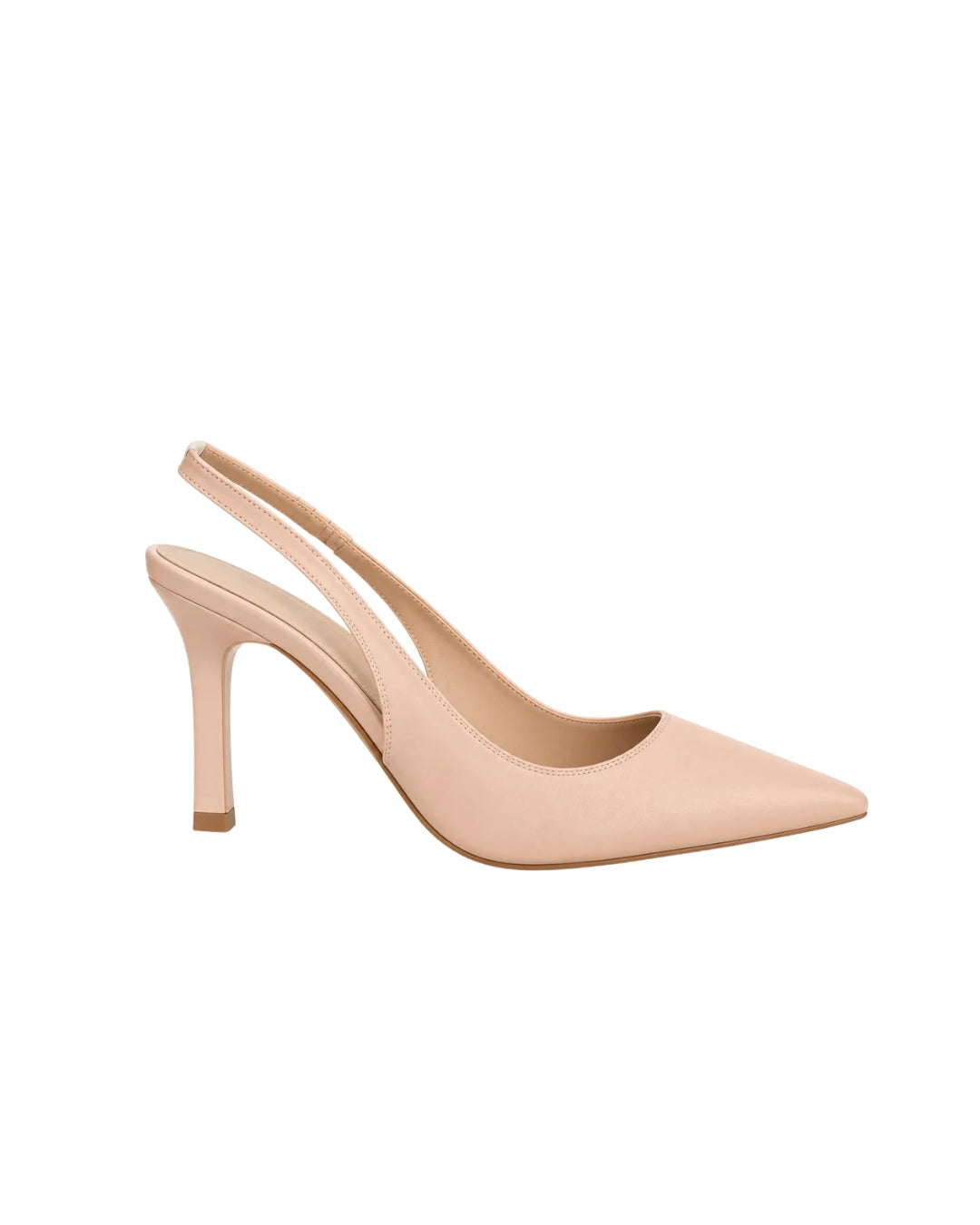 Nude Pointed-Toe Slingback Stiletto Heels