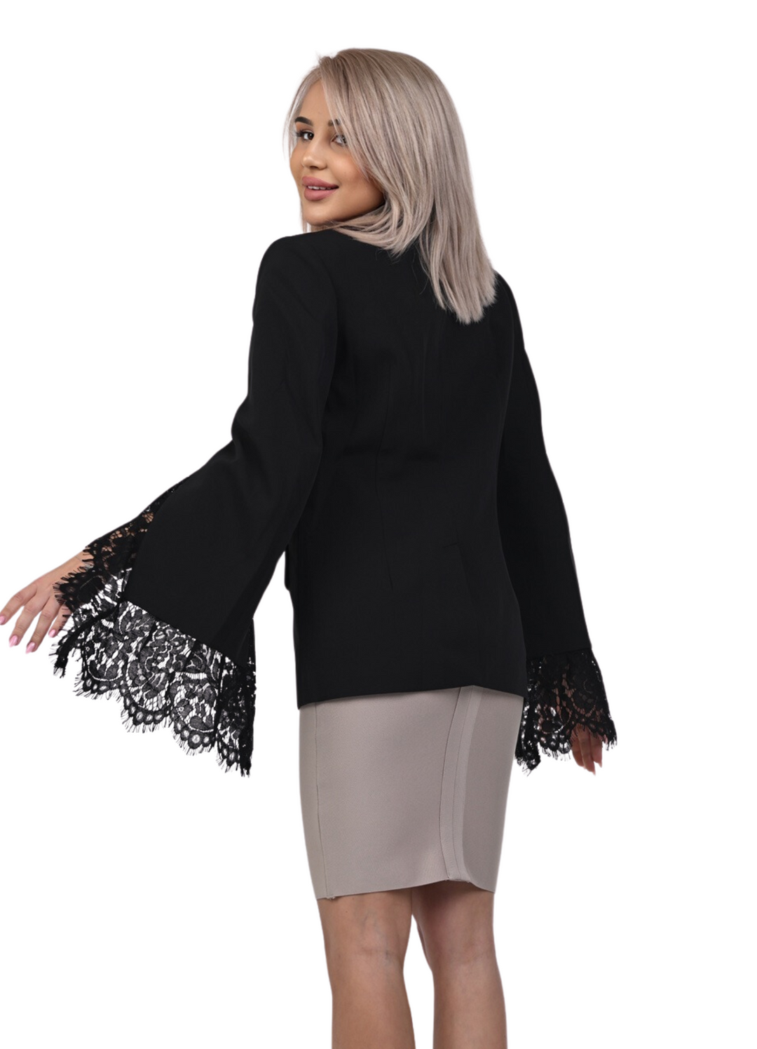 Lace Detail Single B-YONCY Blazer