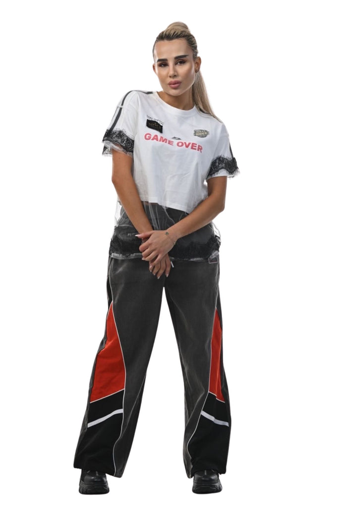 Modern wide-leg flared jeans