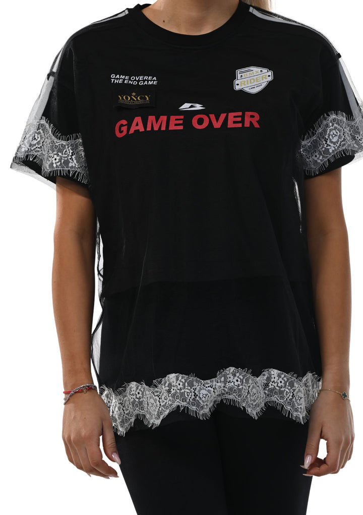 Trendy YONCY T-shirt in BLACK