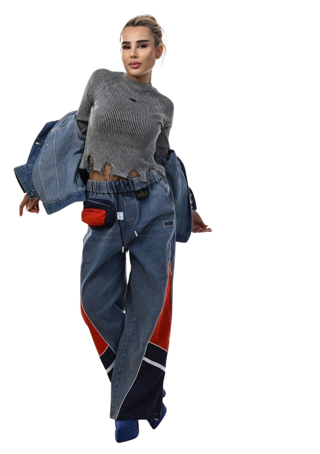 Modern wide-leg flared jeans