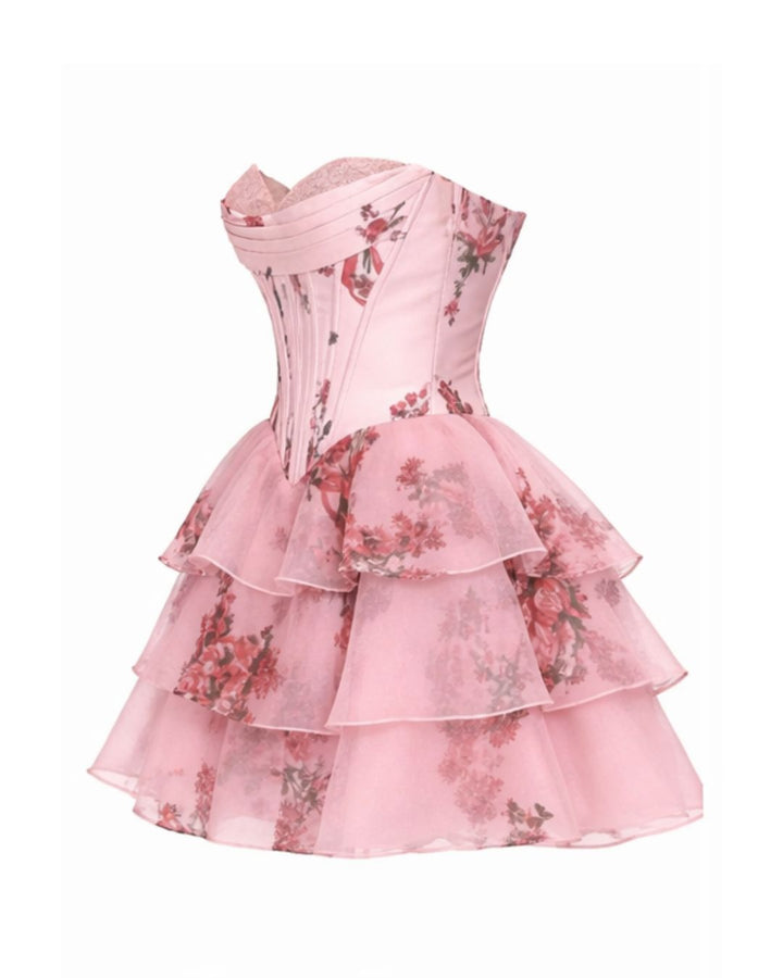 Blush Blossom Corset Mini Dress