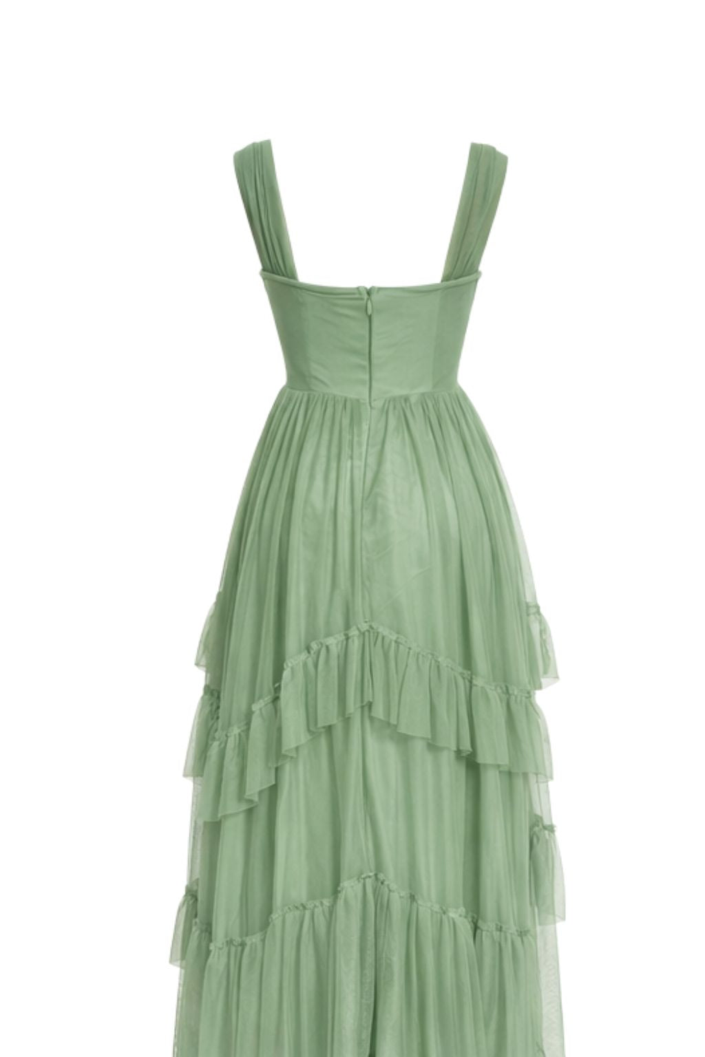 Sage Whisper Ruffle Maxi Dress