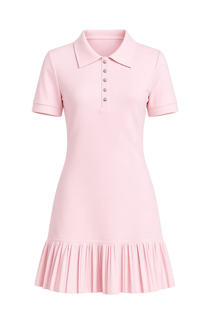 Soft Touch Polo Mini Dress IN BABY PINK